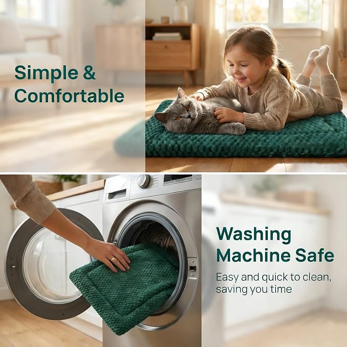 Dog Bed Mat - Durable & Cute Crate Dog Beds for Small Dogs & Cats, Comfortable Kennel Pad for Home, Crate & Travel