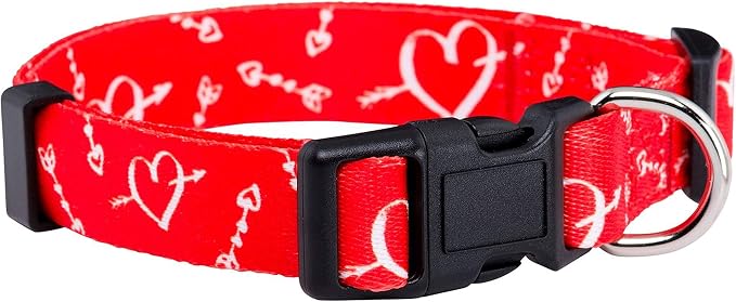 Native Pup Valentine’s Dog Collar- Valentines Day Pet Collars- Valentine Girly Hearts- Pink Red Heart- Cute Boy Girl Puppy Gift- Adjustable for Small, Medium, Large Breeds (Cupid's Arrows, Large)