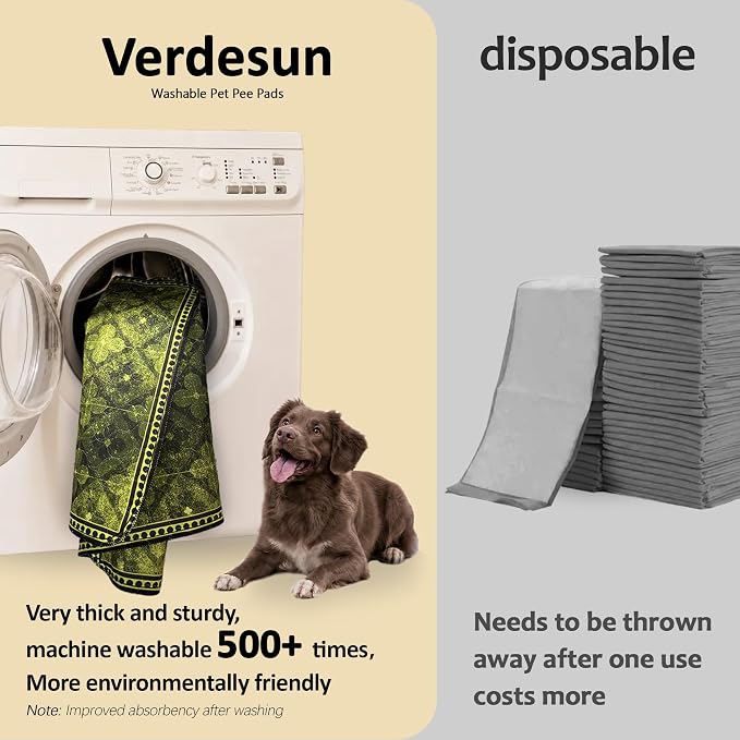 Washable Pee Pads for Dogs, Reusable Puppy Potty Training Pads, Ultra-Absorbent Thick Waterproof Leak-Proof Non-Slip Pads & Mat for Crate, Playpen, Floor, Whelping & Housebreaking , 2 Pack 36"x48"