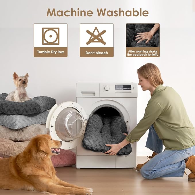 EHEYCIGA XXL Washable Dog Bed for Crate 47x29 Inch, Kennel Pad for Extra Large Dogs Up to 100 lbs, Plush and Comfy Pet Sleeping Mat, Charcoal