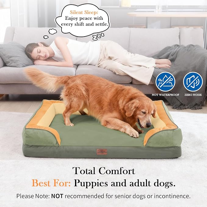 Comfort Expression Orthopedic Dog Beds for Large Sized Dog with Bolster | Waterproof Dog Couch Bed with Washable Cover & Non-Slip Bottom, Supportive Egg Crate Foam Large Pet Bed, 36x27 Inch