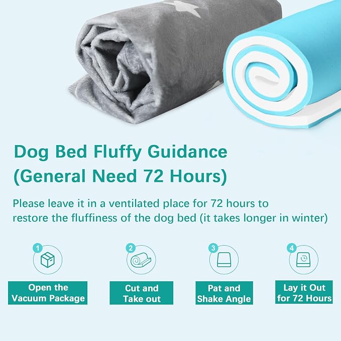Waterproof Dog Bed for Large/Medium Dog, Memory Foam Dog Beds & Furniture | 38” x 26" x 1.5" for Large Sized Dogs With Anti-slip & Washable Removable Cover, Soft Flannel Top Pet Beds, Grey