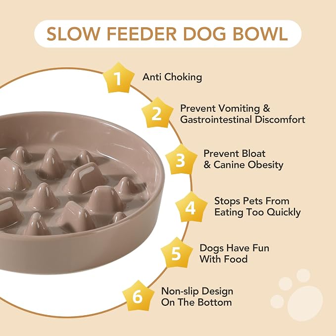 Havniva Ceramic Slow Feeder Dog Bowls, 1.6 Cups Dog Bowl Slow Feeding for Medium Breed, 8.2inch Puzzle Dog Food Bowl Slow Feeder Non-Slip Anti-Gulping and Anti-Choking Reduces Bloating