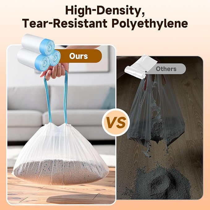 Litter Bags for Automatic Litter Box, Jumbo Size 25.6x12.2 Inch, Heavy Duty 2 MIL Thick, Holds up to 22 LBS, 60 Count