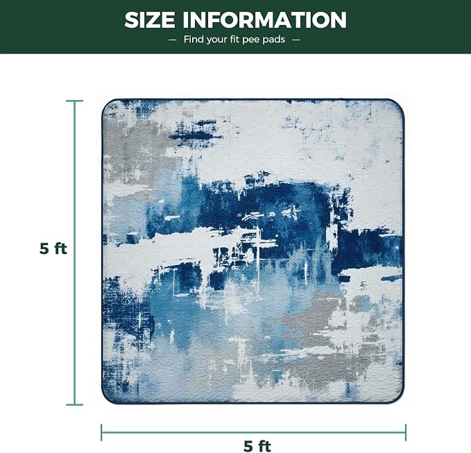 FXW Washable Pee Pads for Dogs, Super Absorbent, 63" Square, 1 Pack | Machine washable, Non-slip backing, Fits 24"H 8-Panel FXW Rollick/Homeplus Playpens