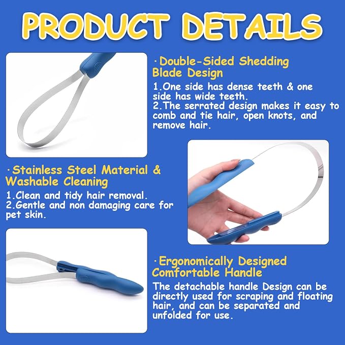 Deshedding Tool Grooming Brush for Horse Dog Cat(Single Loop) | Horse Shedding Tool, Stainless Steel Shedding Blade for Horses & Dogs, Dog Shedding Brush for Double Coat Dogs