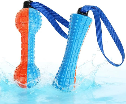KOOLTAIL Floating Dog Toys,2 Pack TPR Water Pool Fetching Toy with Durable Rope for Small Medium Large Dogs,Bright Bumper Interactive Dog Chew Toys for Summer Outdoor Pool,Training&Teething
