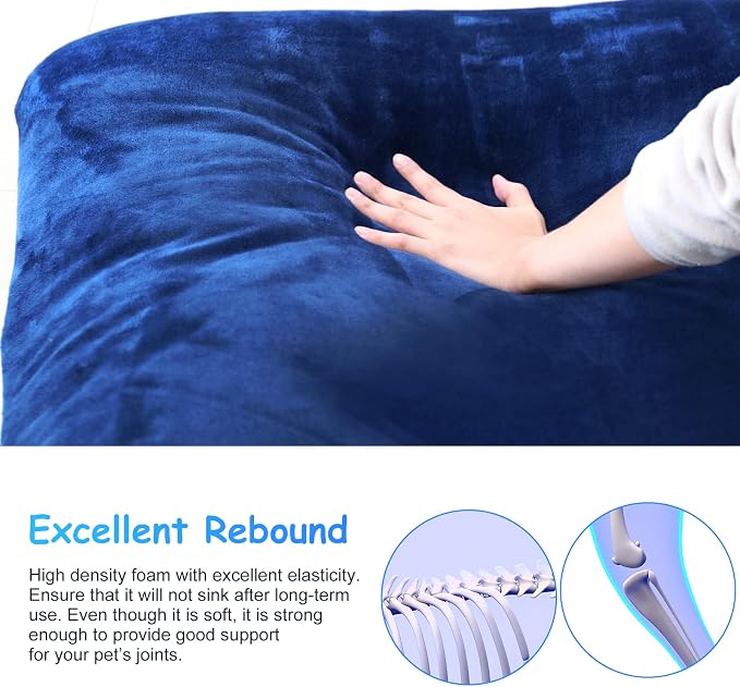 Magic Dog Super Soft Medium Dog Bed, 32 Inches Orthopedic Foam Pet Beds with Anti Slip Bottom, Dog Sleeping Mattress with Removable and Washable Cover, Blue M,32'' X 24'' X 3''
