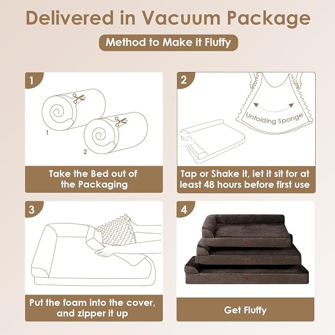 EHEYCIGA XL Dog Bed Memory Foam for Crate, Extra Large Dog Bed Orthopedic with Washable Removable Cover, Waterproof Pet Sofa Couch XLarge Size Dogs, 41x27x6.5, Brown