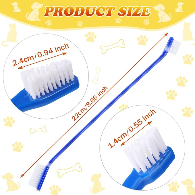 Nuenen 150 Pcs Dog Toothbrush Bulk Dual Headed Dental Soft Convenient Long Handle Puppy Toothbrush Individual Packaged for Cleaning Small to Large Dogs Cats Pets