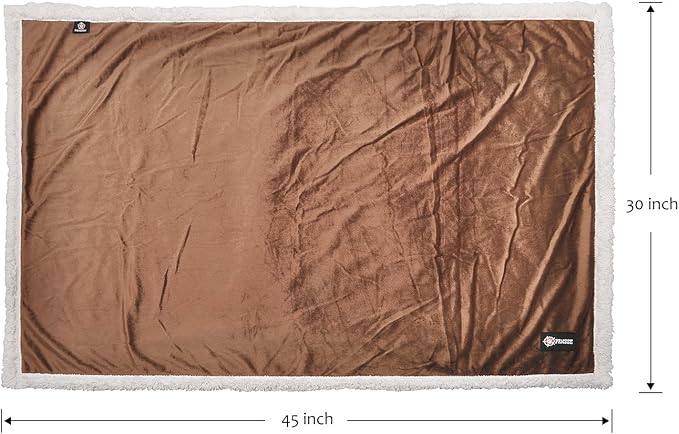 Pawsse Sherpa Puppy Blanket for Small Dogs Kitten, Warm Flannel Plush Pet Bed Blanket Reversible, 45"x30" Brown/Latte
