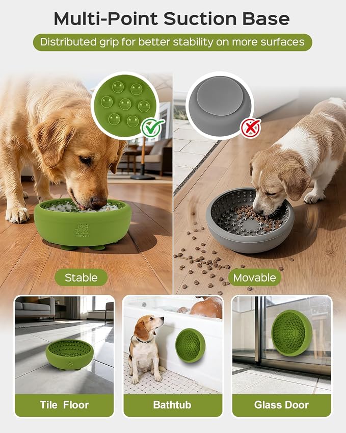 Dog Lick Bowl for Dogs L, Lick Mat, Slow Feeder Lick Bowl with Strong Suction, BPA-Free Silicone, Freeze Licking Bowl for Anxiety Relief, Enrichment & Distraction, Dishwasher Safe (Green, L)