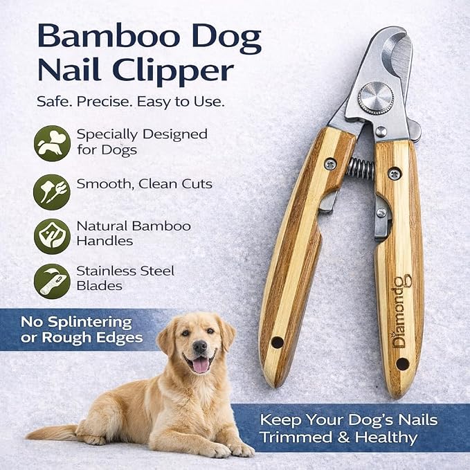 Diamondg Big Dog Heavy Duty Dog Nail Clipper and Trimmer with Full Length Hardened Steel and Wooden Handle
