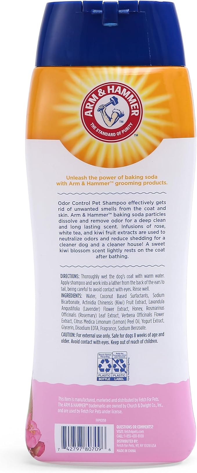 Arm & Hammer Deodorizing Dog Shampoo, Kiwi Blossom, 20 Fl Oz, 6-Pack | Tearless, moisturizing baking soda formula for sensitive skin, safe for dogs and puppies during regular baths