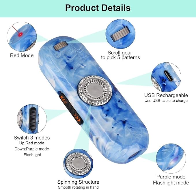 TBTeek Cat Toy, Finger Rotatable, 3 Modes, 5 Fun Patterns, Rechargeable, Portable Dog Cat Toy for Indoor Cats Chasing and Exercise