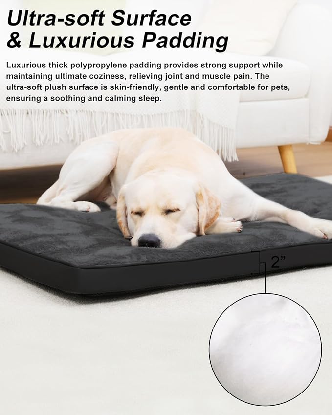 EMSLX Dog Crate Bed for Large Size Dogs, Washable Pet Bed,35"x22",Black | Anti-Slip Bottom, Machine Washable for Easy Cleaning, Dog Kennel Pad with Egg Crate Foam for Large Dogs Sleeping & Relaxing