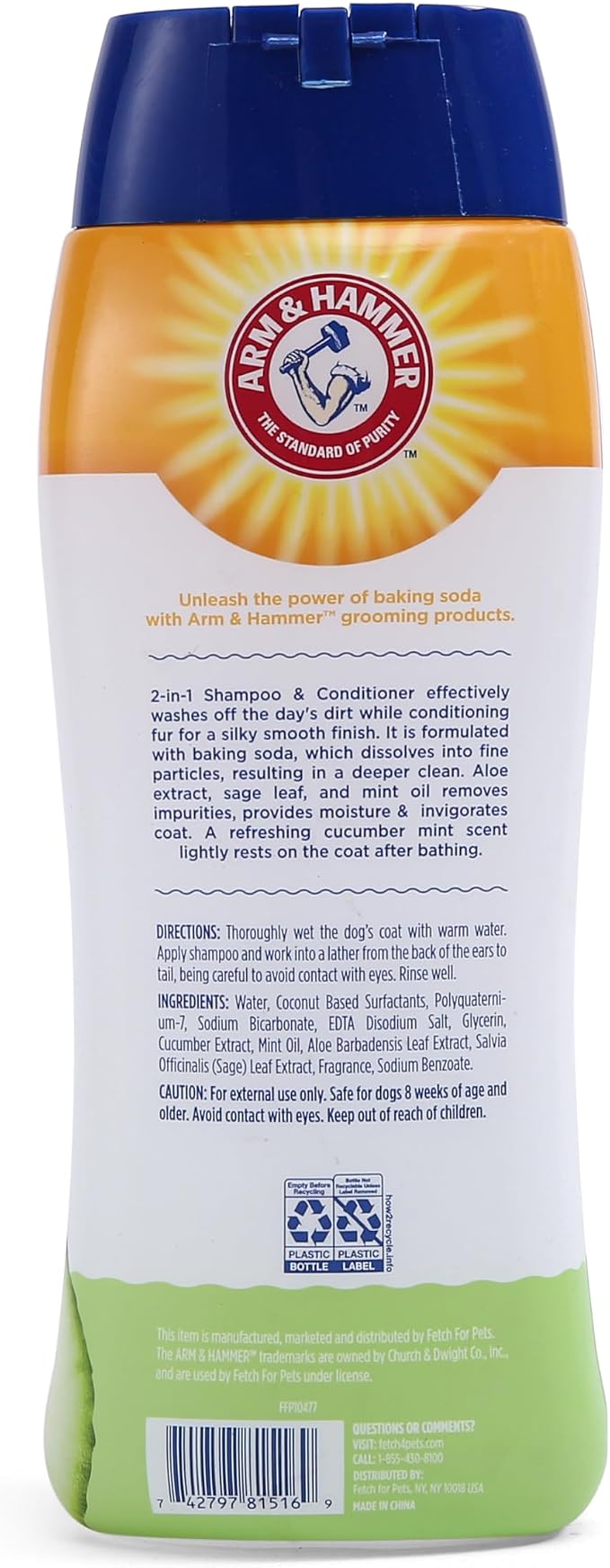 Arm & Hammer 2-in-1 Dog Shampoo and Conditioner, Cucumber Mint, 20 Oz, 2-Pk | Baking soda formula, 2-in-1 shampoo and conditioner, cucumber mint scent, odor eliminating