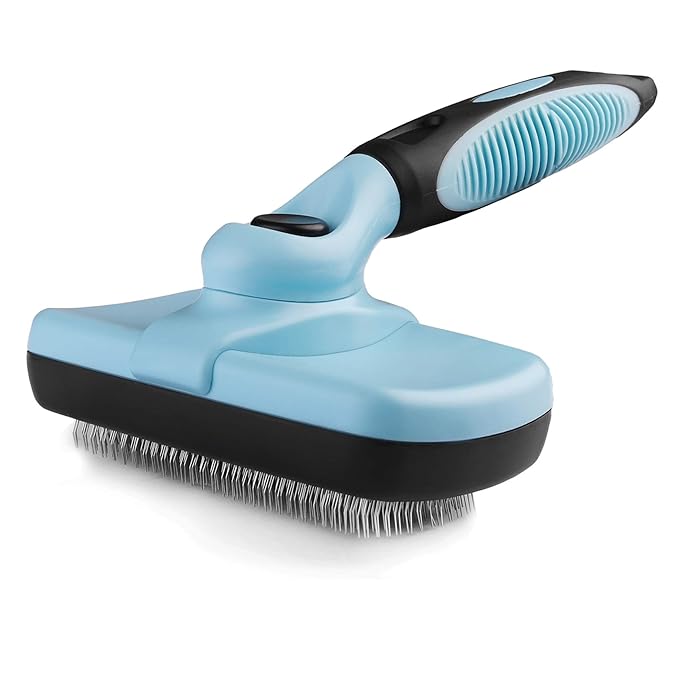 Pet Slicker Brush – Self Cleaning Brush for Dogs & Cats | Retractable Bristles for All Hair Types – Massaging Pins Remove Tangles & Mats Painlessly – Durable Grooming Tool for Pets