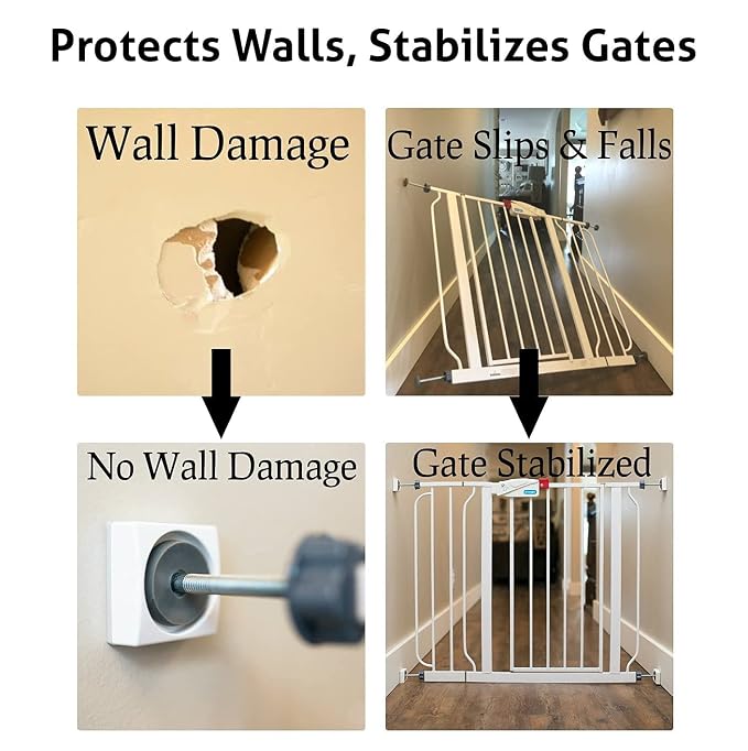 Wall Nanny Mini - Smallest Baby Gate Wall Protector (Made in USA) Protect Walls & Doorways from Pet Gates & Dog Gate Spindles - Child Pressure Mounted Baby Gate for Stairs Wall Cup (Gray) 4 Pack