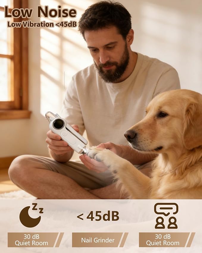 2-in-1 Pet Nail Clipper and Grinder with LED Light & Safety Guard - Painless Quiet Grooming Tool for Small & Large Dogs & Cats, Avoid Overcutting Professional Pet Trimmer