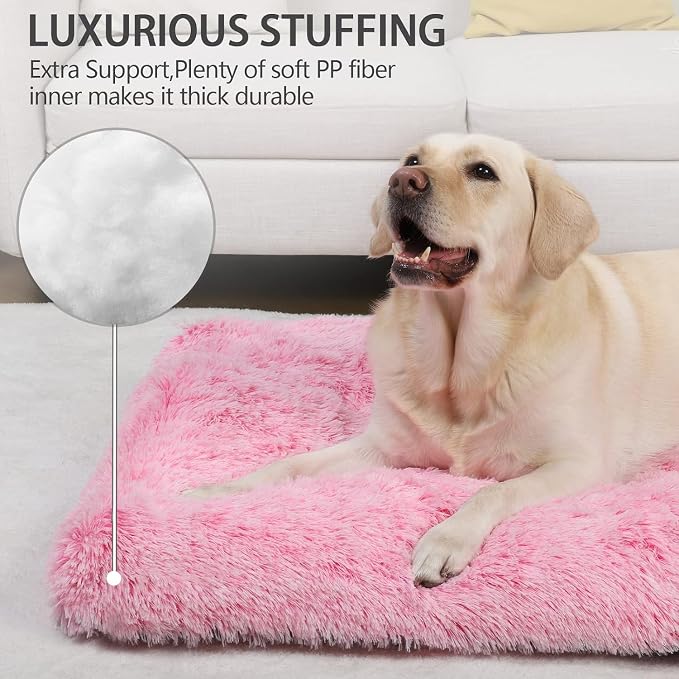 Large Dog Bed Pink, Washable Crate Pad 36", Plush Pet Mats for Sleeping | Ultra Soft Cozy, Machine Washable, Anti-Slip Bottom, Kennel Pad 35*23", Easy to Care, Girl Princess