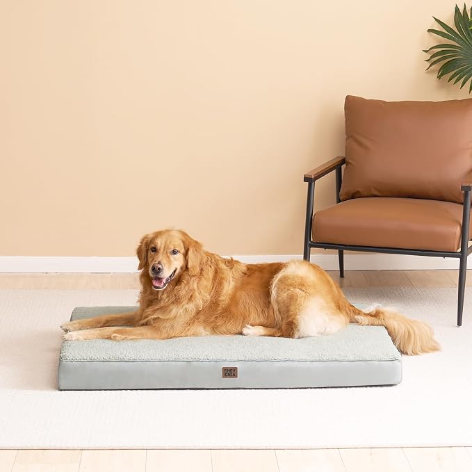 EHEYCIGA Orthopedic Dog Bed Large with Removable Washable Cover, 35x23 | Egg Crate Foam Support, Durable Oxford fabric, Non-Slip Bottom, Machine Washable, Soft Waterproof Plush Pet Bed Mat For Crate