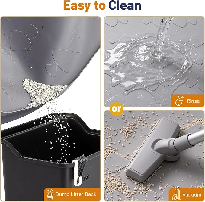 Cat Litter Mat, XL 54x34in Waterproof Silicone Litter Box Mat, Grey | XXL Cat Mat Fits 2-4 Litter Boxes, Litter Trapping Mat with Raised Edges, Non-Slip Bottom, Easy Clean Kitty Litter Mat
