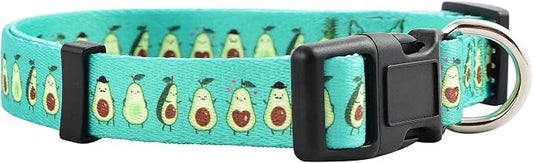 Native Pup Flower Dog Collar, Adjustable Small Medium Large, Cute Girl Female Summer Spring Pretty Designer Puppy Essentials Accessories, Pink Floral Blue Daisy Rose (Large, Avocado)