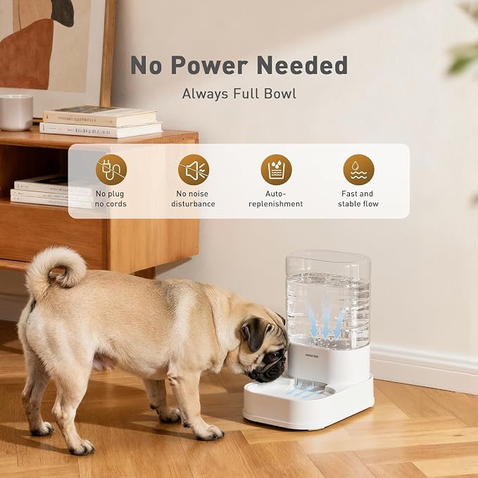 Gravity Dog Water Bowl Dispenser with 6 pcs Filters 1 Gallon/3.78L Automatic Pet Water Dispenser for Dogs Gravity Water Bowl for Cats