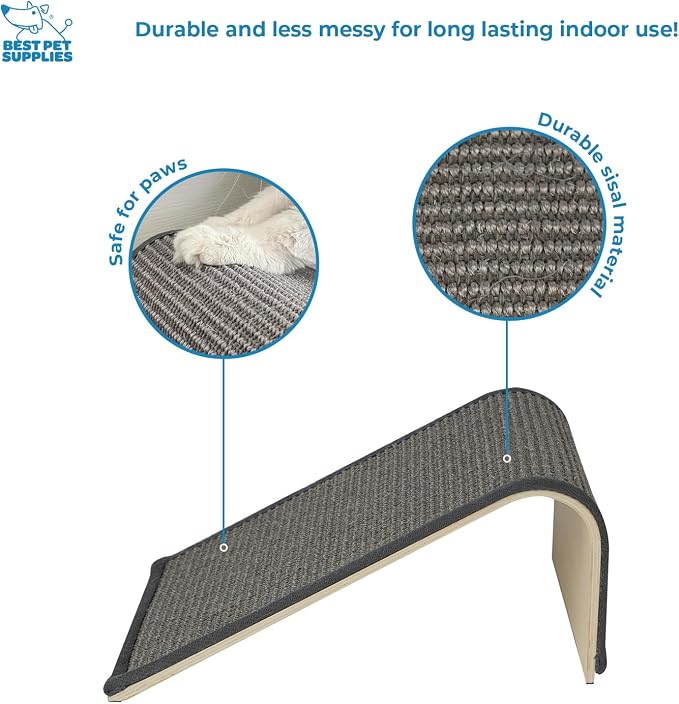 Best Pet Supplies Catify Cat Scratcher, Fun Interactive Scratchers, Posts, Poles, Claw Safe, Furniture Saver Indoor Play Support Natural Cat Behaviors Heavy Duty - Gray Ramp