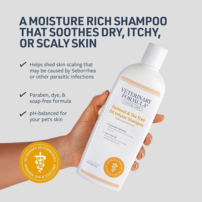 Veterinary Formula Clinical Care Oatmeal & Tea Tree Dog Shampoo, 16 oz | Gentle moisturizing care for dry, flaky skin and a soft, refreshed coat