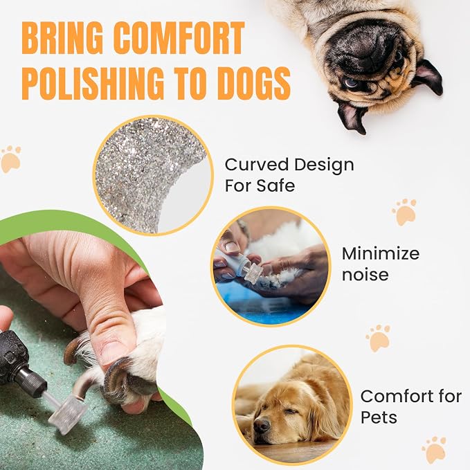 CAELUM Diamond Dog Nail Grinder Bit, 80 Grit Pet Nail Grinder Attachment for Large & Small Dogs, 1/8" Shank Fits Dremel Rotary Tools, Low Noise Nail Trimming Bit for Home Grooming