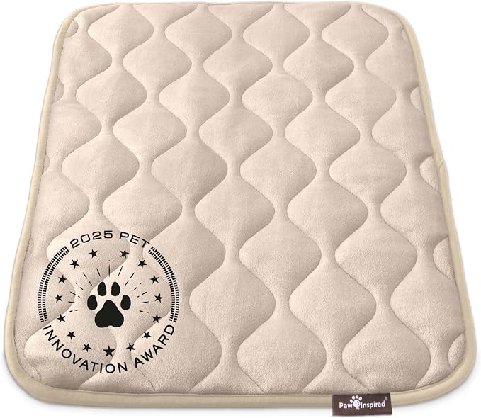 Paw Inspired Washable Padded Crate Mats for Dogs, Beige, 29x18 Inch | Fits 30-inch Kennels, Leakproof, Waterproof Bottom, Plush Dog Pad, Pet Bed