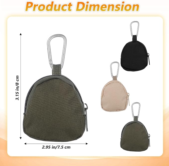 Dog Treat Pouch with Carabiner 3 Pack, Black, Green, Khak | Dog Treat Pouch for Dog Trainingr, Hands-Free Dog Treat Holder for Pet Training, Dog Treat Bags for Outdoor Use