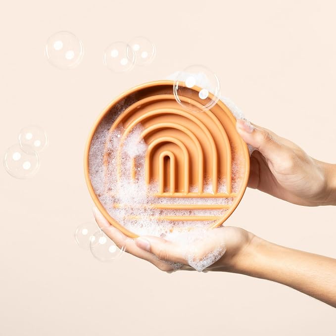 Should We Go? Slow Feeder Dog Bowls - Small Size Silicone Slow Eating Dog Bowl for Puppies & Dogs with Suction Cup -Dishwasher-Safe,Lick Mat Design,Reduces Gulping,for All Breeds, 6”x1.25”-Terracotta