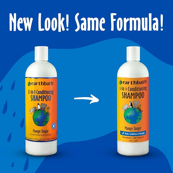 earthbath, Mango Tango 2-in-1 Conditioning Shampoo - Cruelty Free Dog Shampoo and Conditioner, Made in USA, Gentle Dog Conditioner, Best Puppy Shampoo & Puppy Supplies, Safe Dog Wash - 16 Oz (1 Pack) | Cruelty Free Dog Shampoo and Conditioner, Made in ...
