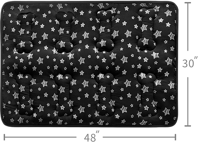 Dog Crate Pad Mat (48" X 30"), Soft Dog Bed Mat with Cute Prints | Personalized Crate Pad, Anti-Slip Bottom, Machine Washable Kennel Pad, Black