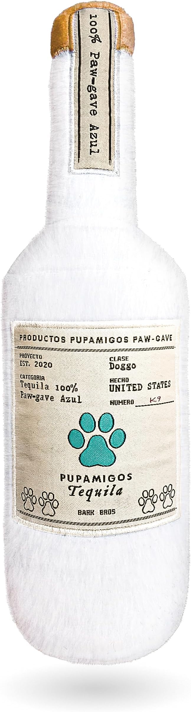 Bark Bros - Liquor Bottle Dog Toy - Plush Squeaky Dog Toys Funny Drink Parody - Alcohol Dog Toy - Dog Birthday Toy - Cute Dog Toys - Puppy Gifts - Puppy Stuff - Dog Stuff (Large, Pupamigos)