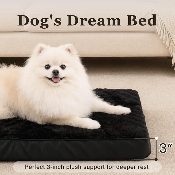 NUPIDA Waterproof Medium Dog Bed for Crate with Washable Cover, 29x18 | TPU Waterproof Layer, Easy Clean Cover, Soft Plush Surface, Durable Oxford Fabric, Non-Slip Bottom, For Medium Breeds ≤30lbs