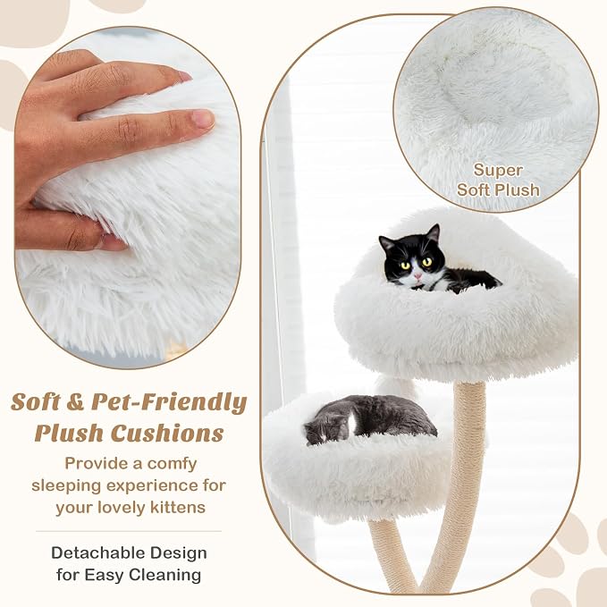 70" Tall Cat Tree, Cat Tower with Scratching Posts and Board, Multi-Level Cat Tower for Large Cats 20 lbs+ with 3 Cozy Perches and Dangling Balls, Modern Cat Tree for Indoor Cats Large Adult