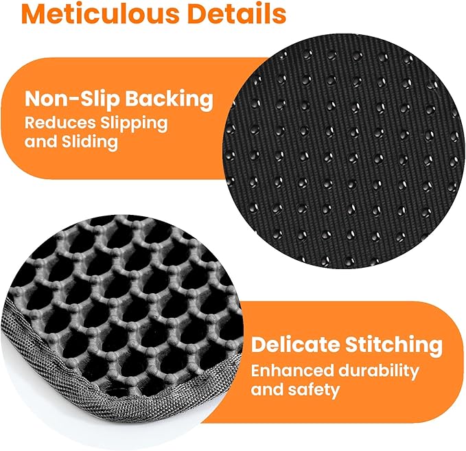 Small Cat Litter Mat, Double Layer Honeycomb Litter Box Mat | 20x14”, Reduces Litter Tracking, Waterproof, Non-Slip, Soft on Paws, Scratch Resistant, Easy to Clean, Black