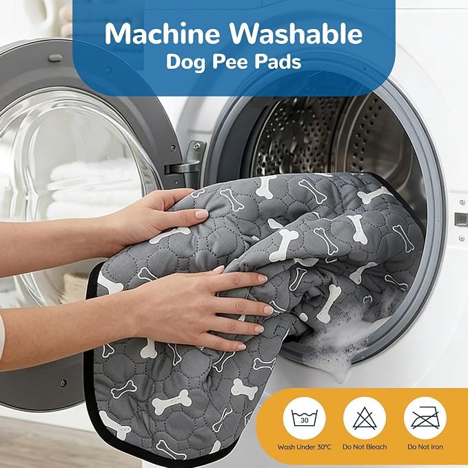 BAEJMJK Washable Dog Pee Pads, Reusable Dog Crate Mats Puppy Training Pads, 4-Layer Super Absorbent Waterproof Non-Slip Leak-Proof Ideal for Potty, Playpen & Travel(20"x28",Coffee & Gray 2-Pack)