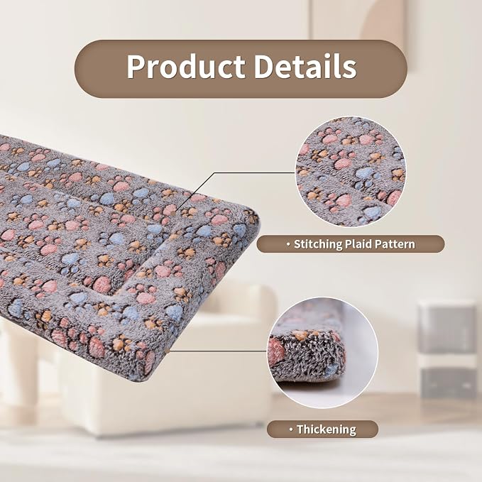 Dog Crate Mats Bed for Large Dogs, 42x28 Inch Short Plush Pet Mat, 1.6-inch Thick Thin Kennel Pad, Machine Washable Ideal for 42-Inch Dog Crates