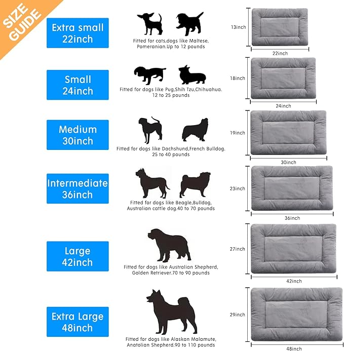Dog Crate Pad Washable Dog Bed for Crate Medium Cozy Mat 36-Inch Gray | Ultra Soft Kennel Pad,Anti-Slip Bottom,Fits Most Metal Crates,Comfortable Sleeping Pet Mat