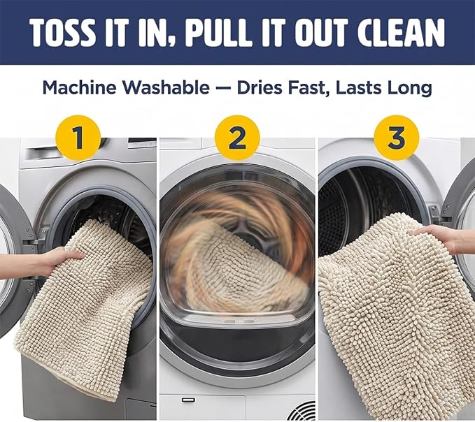 Muddy Mat® | XL Cat Litter Mat 48"x72", Litter Trapping Mat, Super Absorbent Scatter Control, Soft on Paws, Slip Resistant Washable Litter Mat, Traps Litter, Protects Floors, Beige