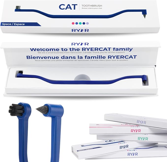 RYERCAT Space Dual Sided Cat Toothbrush - Only 8mm Wide to fit into Cat's Mouth - Cat Dental Supplies
