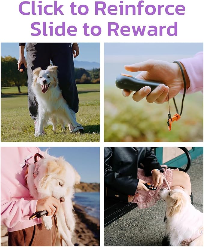 Clink Design Dog Training Clicker & Dog Clicker with Treat Storage, Purple | Clicker Dog Trainer, Compact Dog Clicker for Puppy Training or Cat Clicker, 2.36 oz