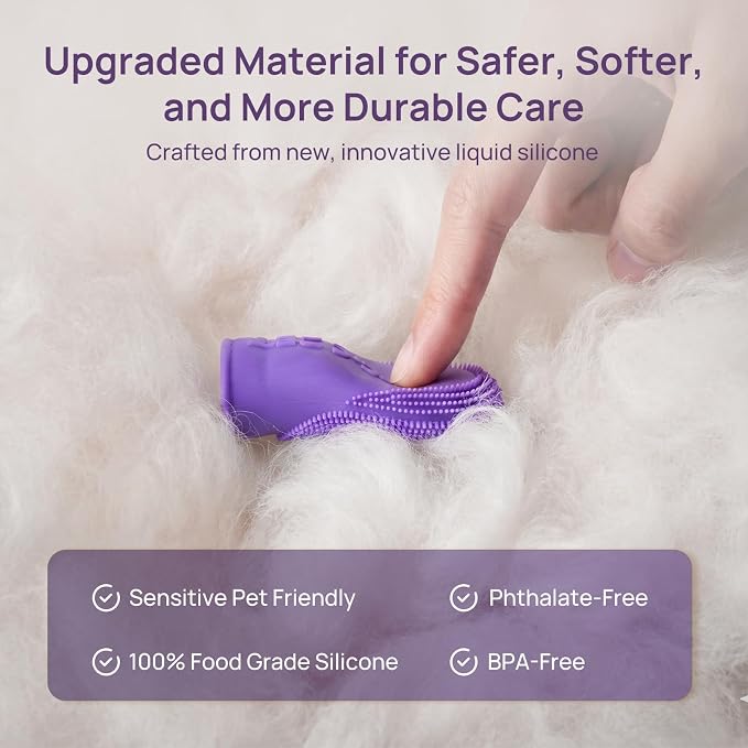 HICC PET Dog Toothbrush, Anti-Slip Dog Tooth Brushing Kit, Dog Finger Toothbrush for Plaque and Tartar Cleaning, Dog Teeth Cleaning for Medium & Large Pets, Safer & Softer Liquid Silicone, 2-Pack