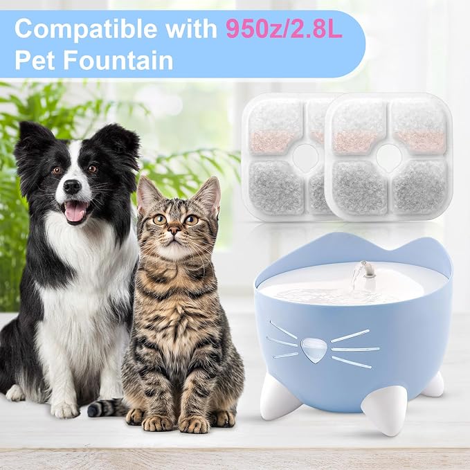 26-Pack Cat Water Fountain Filters Compatible with Catit Pixi, Triple Filtration System, High Value Bulk Pack for Multi-Cat Homes, Long-Lasting Use, Softens Water