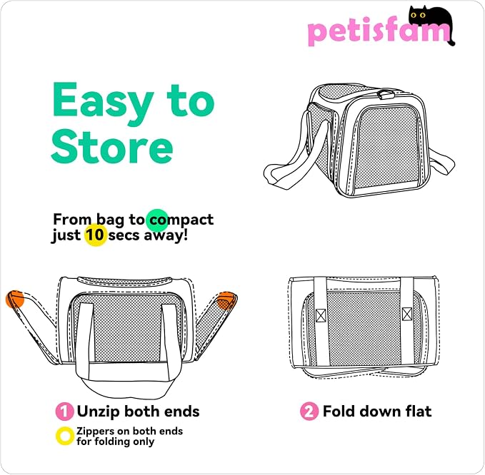 Easy Load Pet Carrier for Medium Cats and Small Dogs